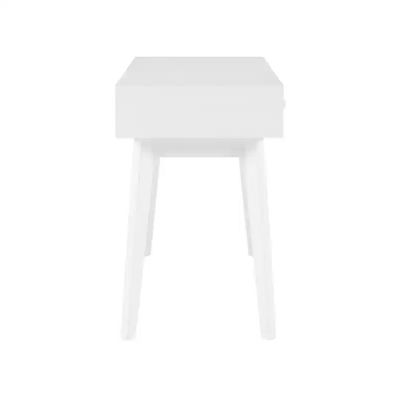 42" Wedeln 2 Drawer Mid-Century Modern Desk White Finish Wood - Powell: Home Office Furniture