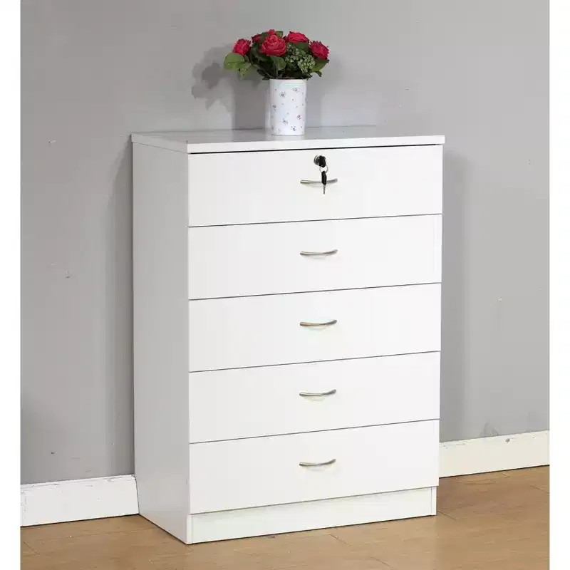 Okak Modern Minimalist 5-Drawer Tall Bedroom Dressers with Metal Handles & Locking Top Drawer,Chest of Drawers for Bedroom,Entryway