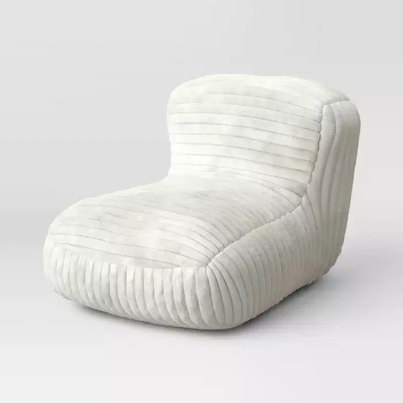 Dorm Memory Foam Filled Bean Bag Lounger with Corduroy Cover and Structured High Back Cream - Room Essentials™