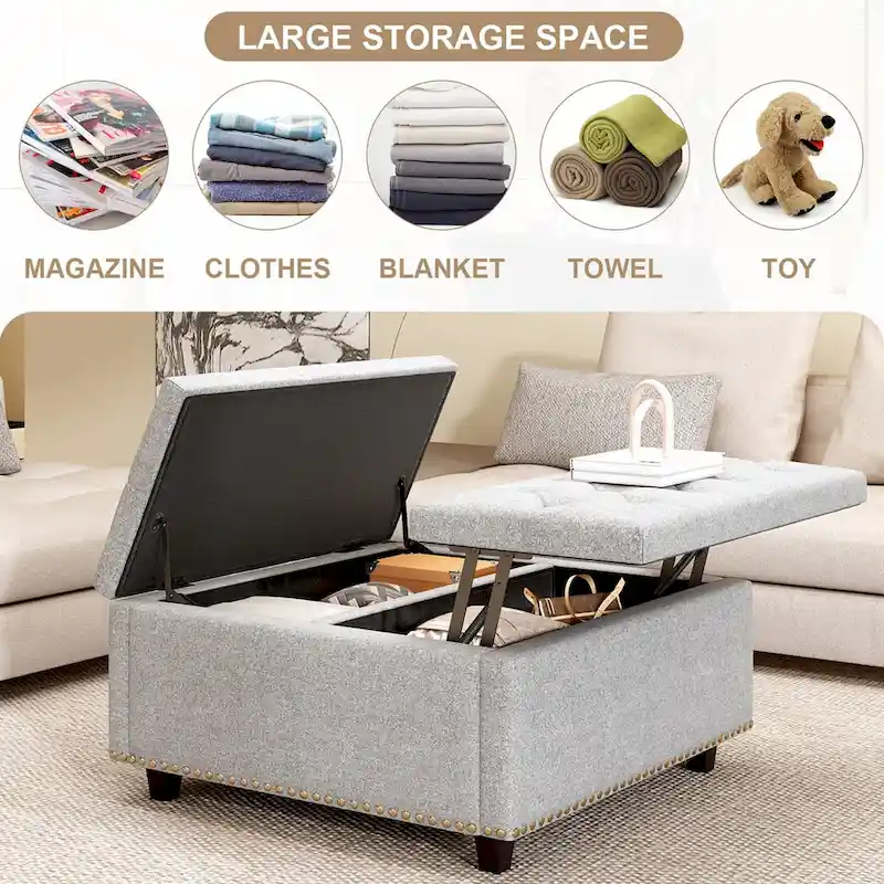 Square Storage Bench with Two Storage Doors