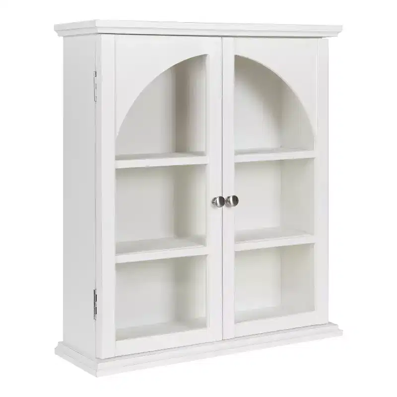 Kate and Laurel Walsted Decorative Wood Arch Cabinet, 24x8x28, White