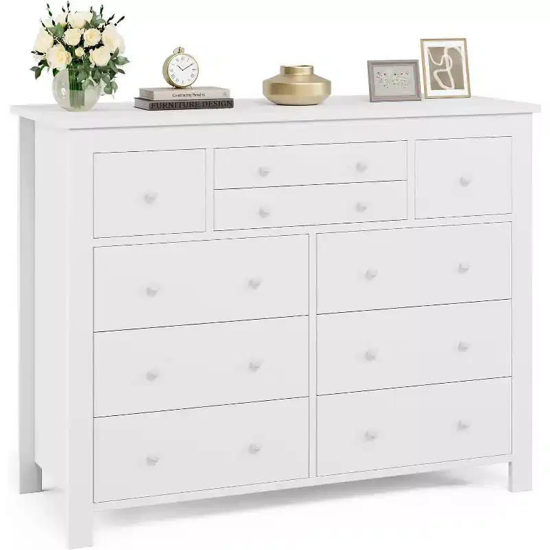 10 Drawers Dresser for Bedroom,Modern Wooden Chest of Drawers with Natural Texture