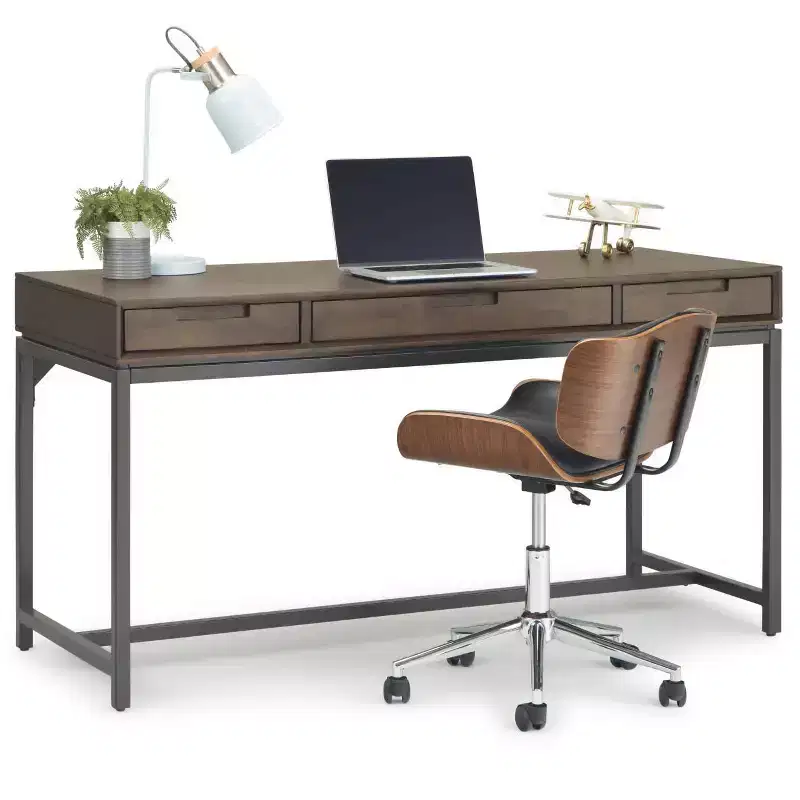 Devlin Mid-Century Solid Wood Writing Desk with Drawers - WyndenHall