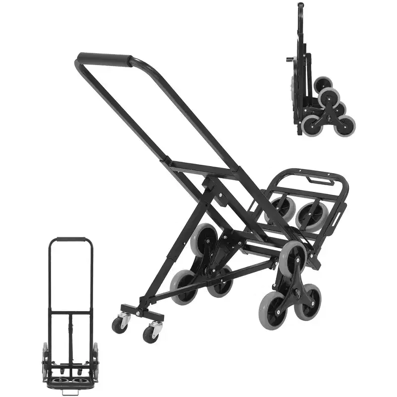 Professional 3-in-1 Folding Stair Climbing Hand Truck  330 lbs Capacity, 10-Wheel All-Terrain Platform Dolly, Telescoping Handle  Ideal for Office