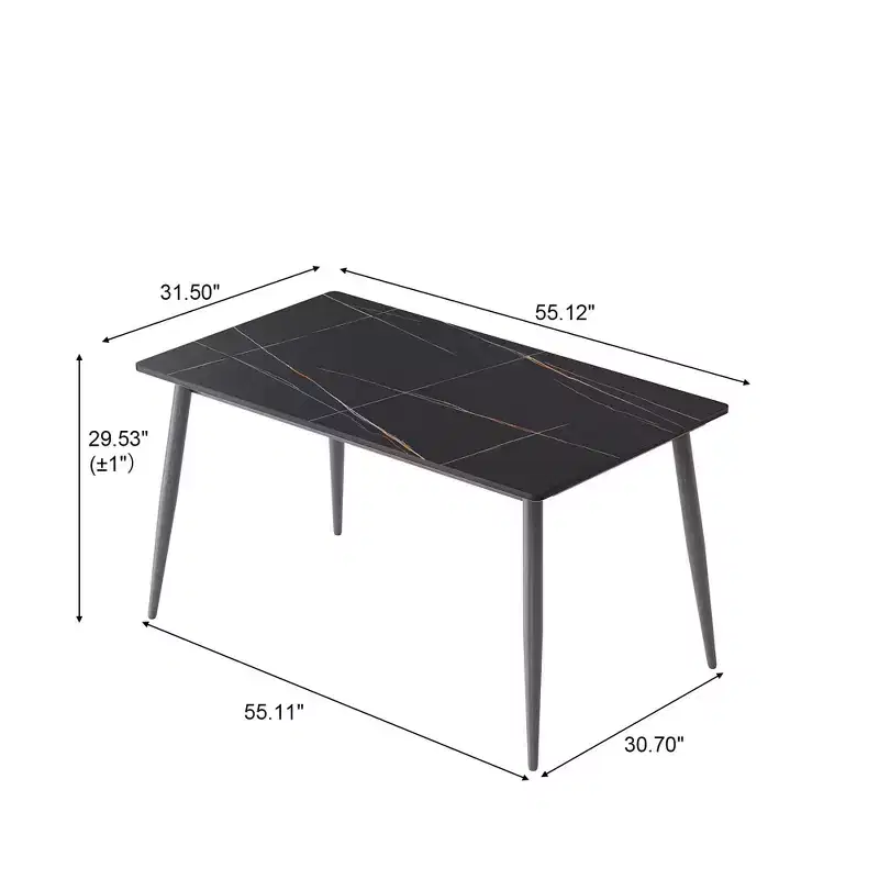 Okak 55.12 Modern Dining Table with Metal Leg for 6 Artificial Stone Kitchen Table for Kitchen, Dining Room