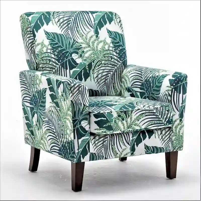 Contemporary Accent Arm Chair with Birch Wood Frame and Microfiber Upholstery
