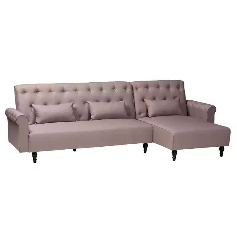 Baxton Studio Chesterfield Fabric Upholstered Convertible Sleeper Sofa