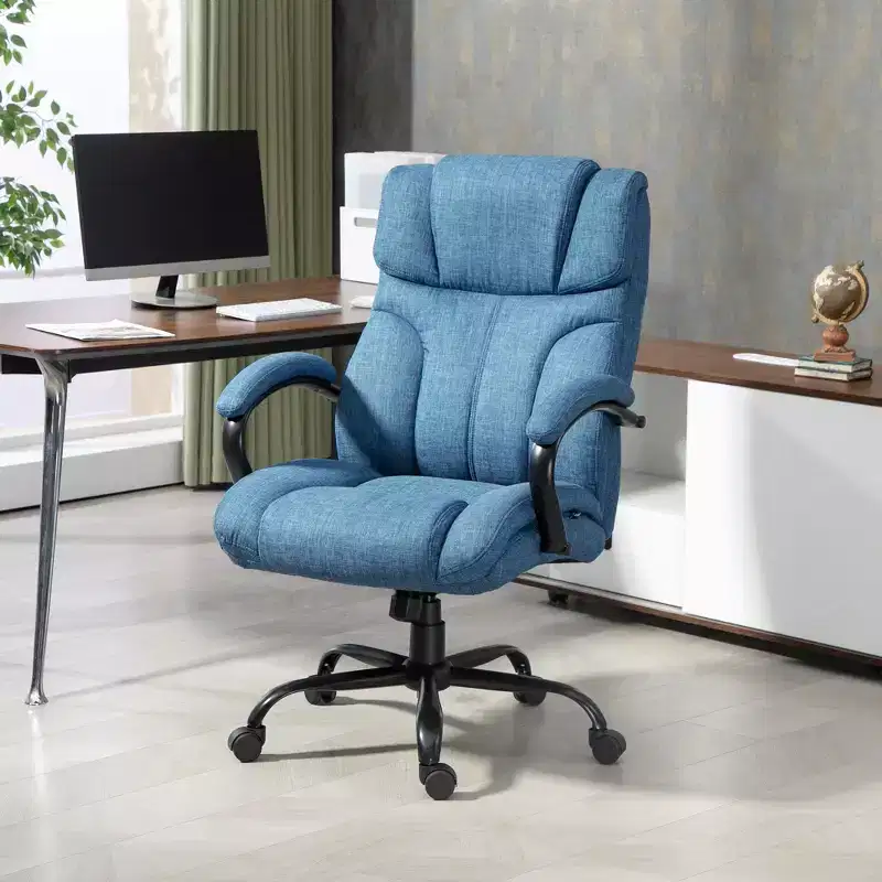 Extra Wide Comfy Chair with Adjustable Height, Ergonomic Padded Armrest, Criss Cross - Home & Office