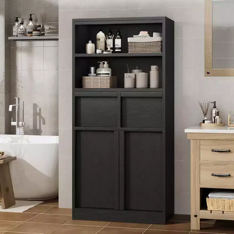 Tall Bathroom Cabinet - Storage Cabinet with Enclosed Shelves & Drawers for Bathroom or Kitchen