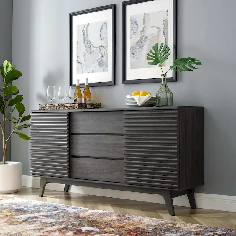 Round Dining Table – Brown Oak Finish, Mid-Century Style, Seats 4, Single-Person Assembly