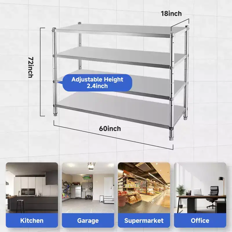 Storage Shelves, 330lb Per Shelf Metal Shelving Unit - Adjustable Organizer for Kitchen, Garage, Office, Warehouse
