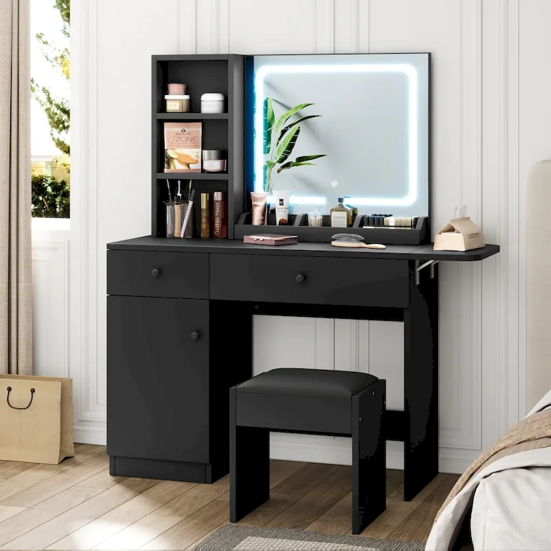 Makeup Vanity with Mirror and LED Light