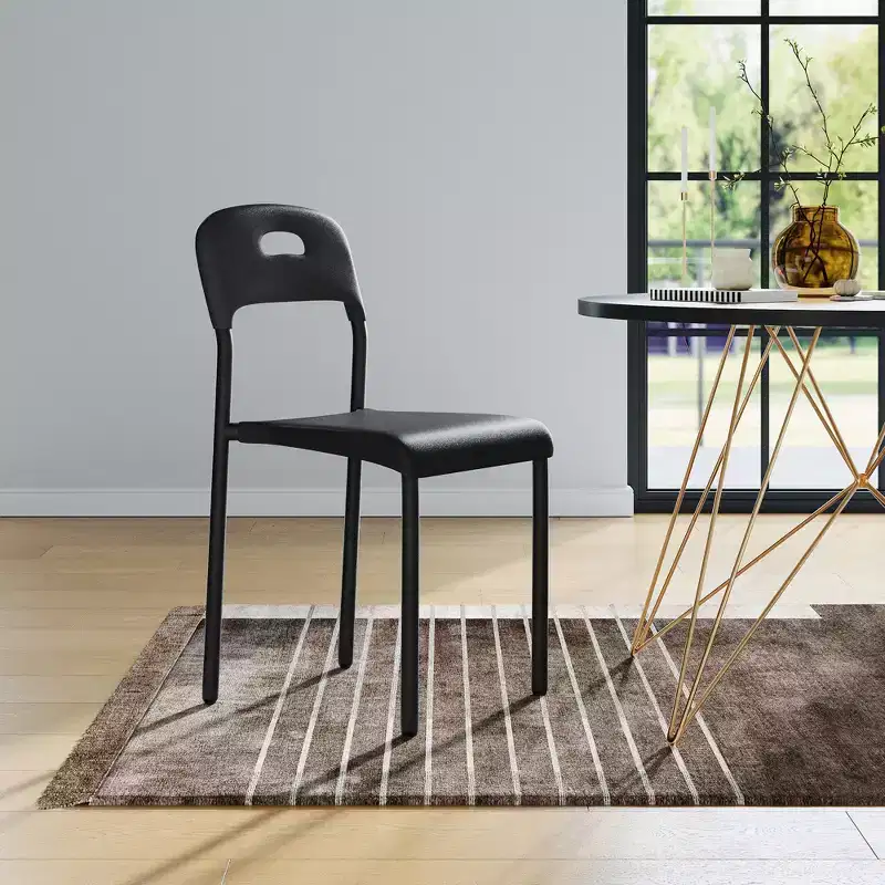 Plastic Stackable Dining Chairs with Metal Legs for Conference Room Office Dining Table, Easy Assembly, Stain-Resistant, Indoor & Outdoor Use