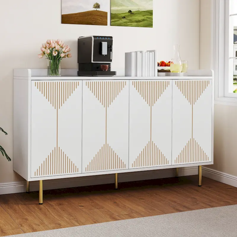 Moasis 55 Kitchen Buffet Cabinet with Storage Sideboard Buffet Table with Doors