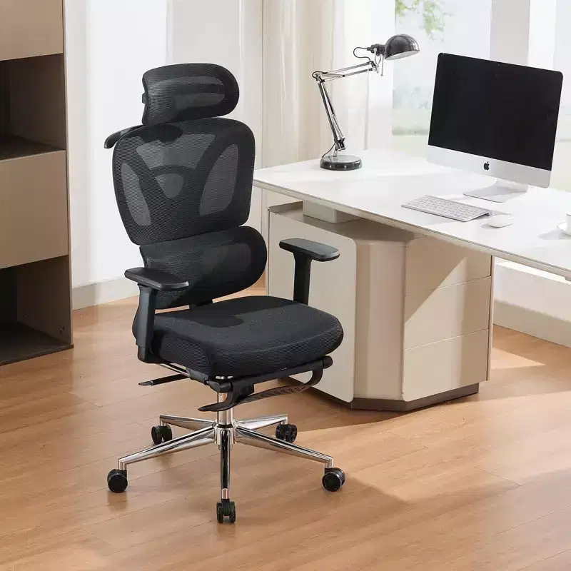 Ergonomic High Back Mesh Office Chair, Adjustable Lumbar Support, Padded Headrest & Footrest, for Home Office & Study