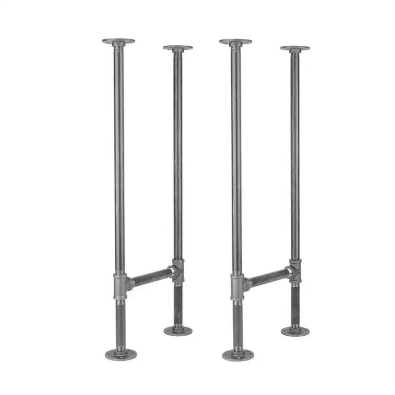 Industrial Pipe Round Flange Console Table Legs 13.25 in. Wide
